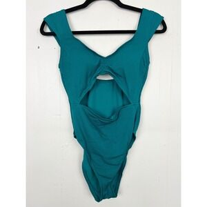 Shade & Shore Teal Textured Cutout One Piece Swimsuit Monokini Size Small